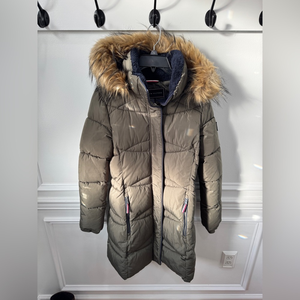 Tommy Hilfiger Green/Navy Puffer Jacket Coat